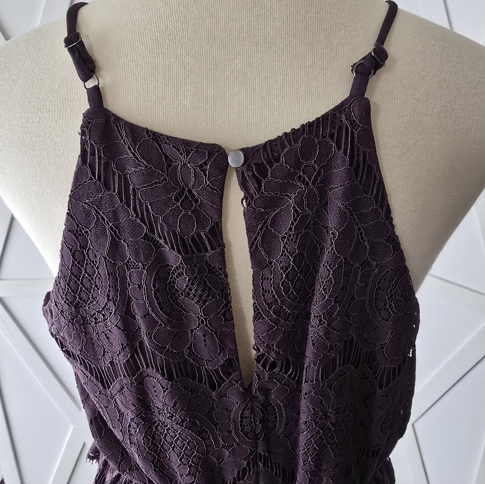 Exhilaration (NWT) Strappy Plum Color Midi Lace Dress - Picture 5 of 10